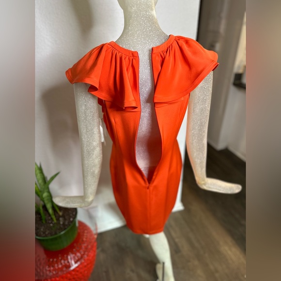Jay Godfrey Orange Sleeveless Ruffle Collar Mini Dress. New With Tags! Size 4 - Picture 11 of 14